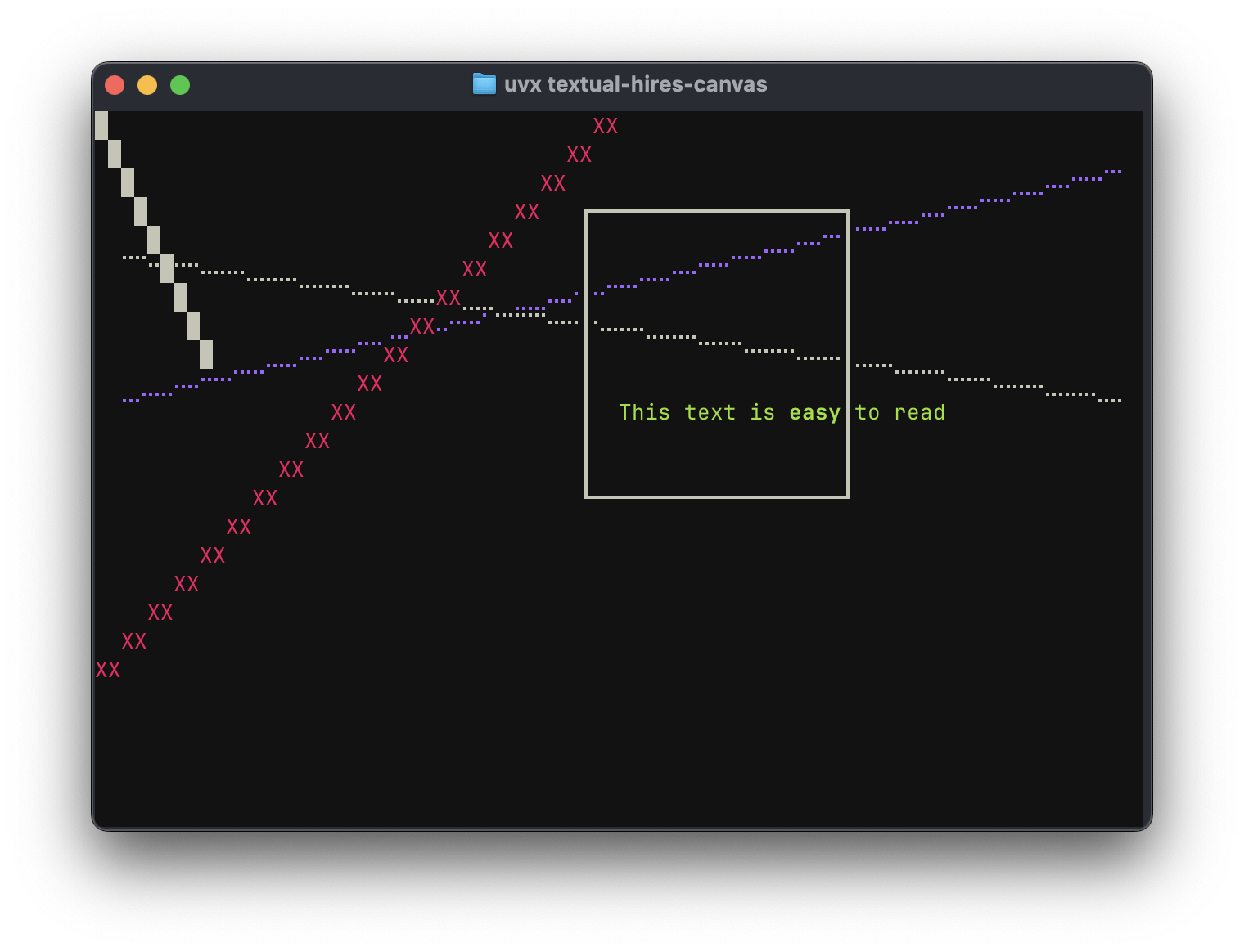 screenshot of demo showing lines, a box and text